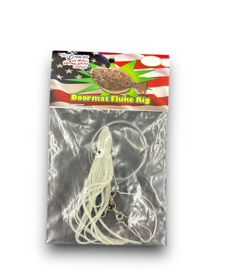 Run Off Lures Single Hook Doormat Fluke Rig w/Glow Squids