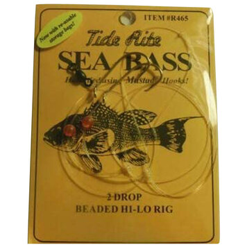 Tide Rite TideRite R465 2-Drop Hi-Lo Sea Bass Rig w/Gold Baitholder Hooks & Red Beads 1/0 Hooks