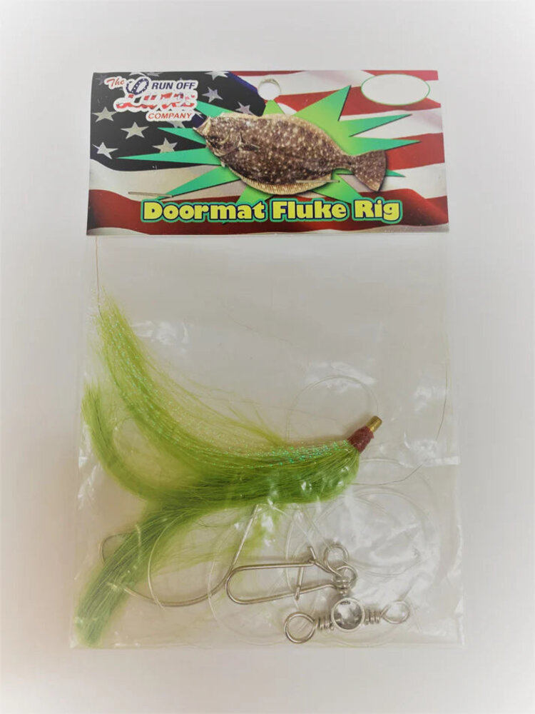Run Off Lures Single Hook Doormat Fluke Rig w/Hair
