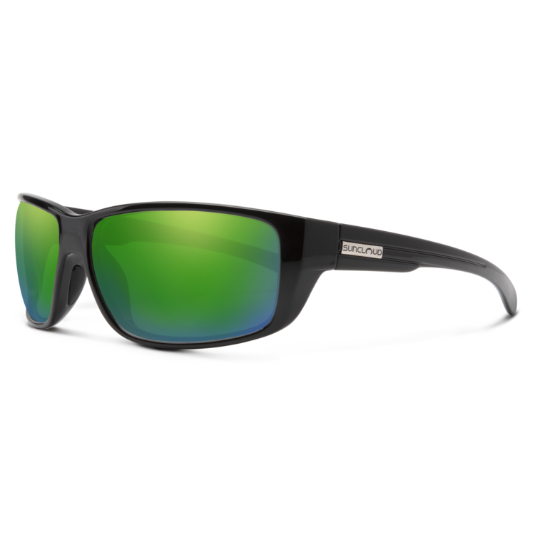 Suncloud Suncloud Milestone - Black Frame Polarized Sunglasses Green Mirror Lens