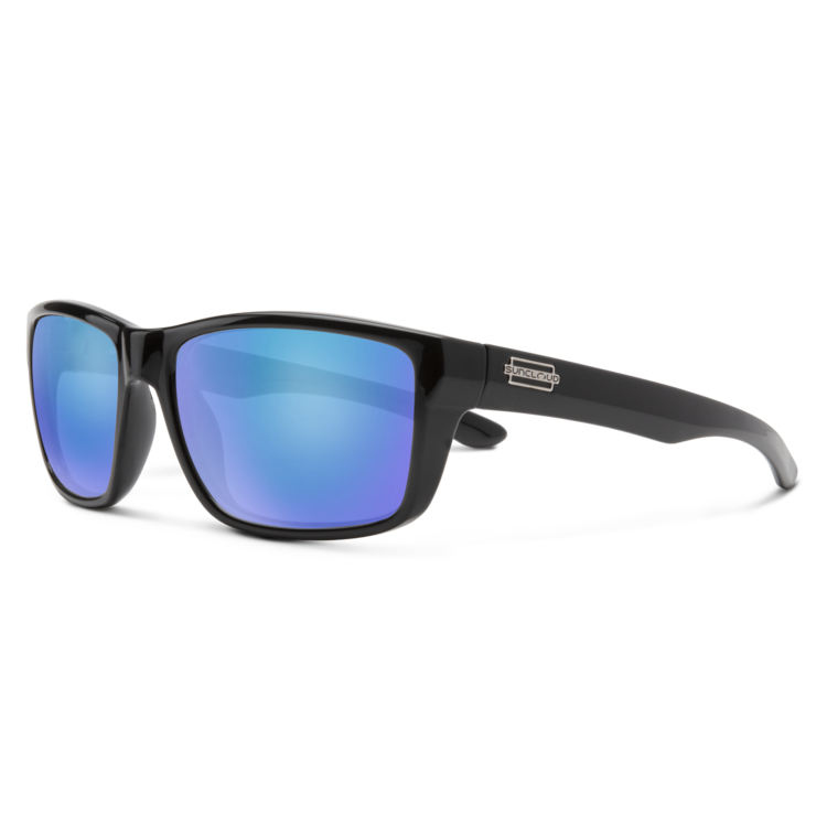 Suncloud Suncloud Mayor - Black Frame Polarized Sunglasses Blue Mirror Lens