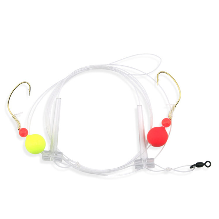 Aqua Clear Aqua-Clear PS-2 Pompano/Snapper Hi-Lo #4 Wide Gap Hooks w/Red & Chartreuse Floats Rig
