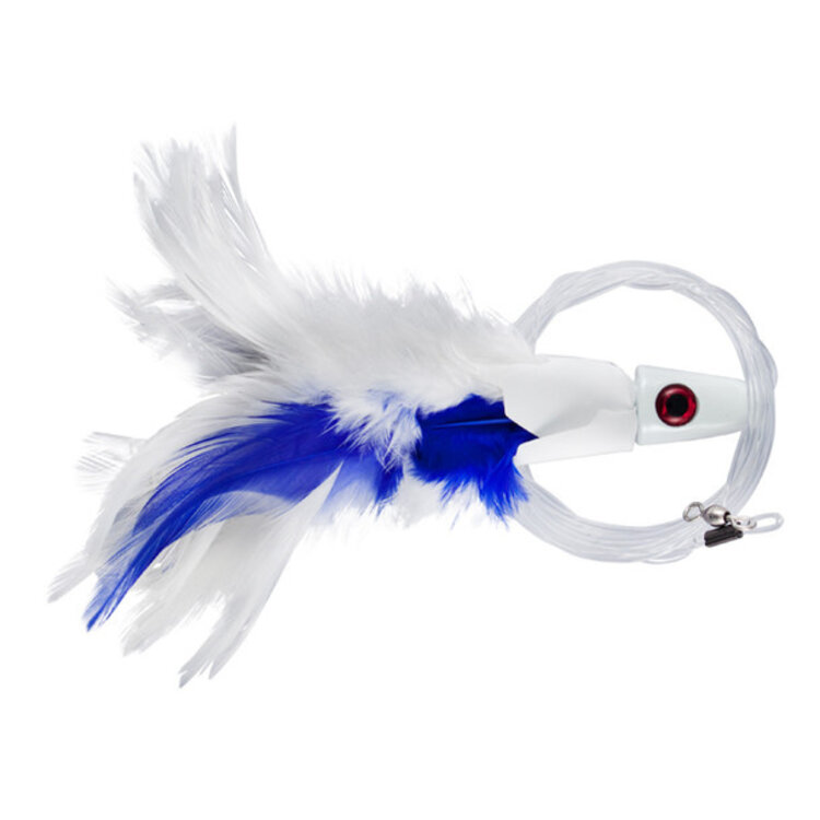 No Alibi 1oz Trolling Feather Rigged & Ready, 7/0 Hook, Swivel & 100lb Mono Leader