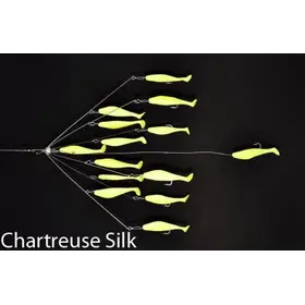 9er's Lures 9er's Lures 6-ARM 6in Shad Umbrella Rig Chartreuse Silk