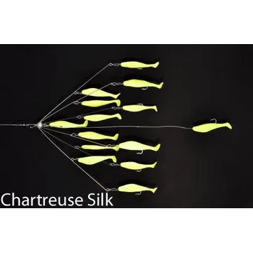 9er's Lures 9er's Lures 6-ARM 6in Shad Umbrella Rig Chartreuse Silk