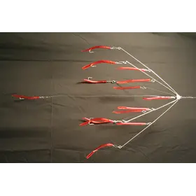 9er's Lures 9er's Lures 6-ARM Tube & Worm Umbrella Rig Red