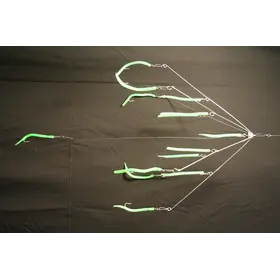 9er's Lures 9er's Lures 6-ARM Tube & Worm Umbrella Rig Green