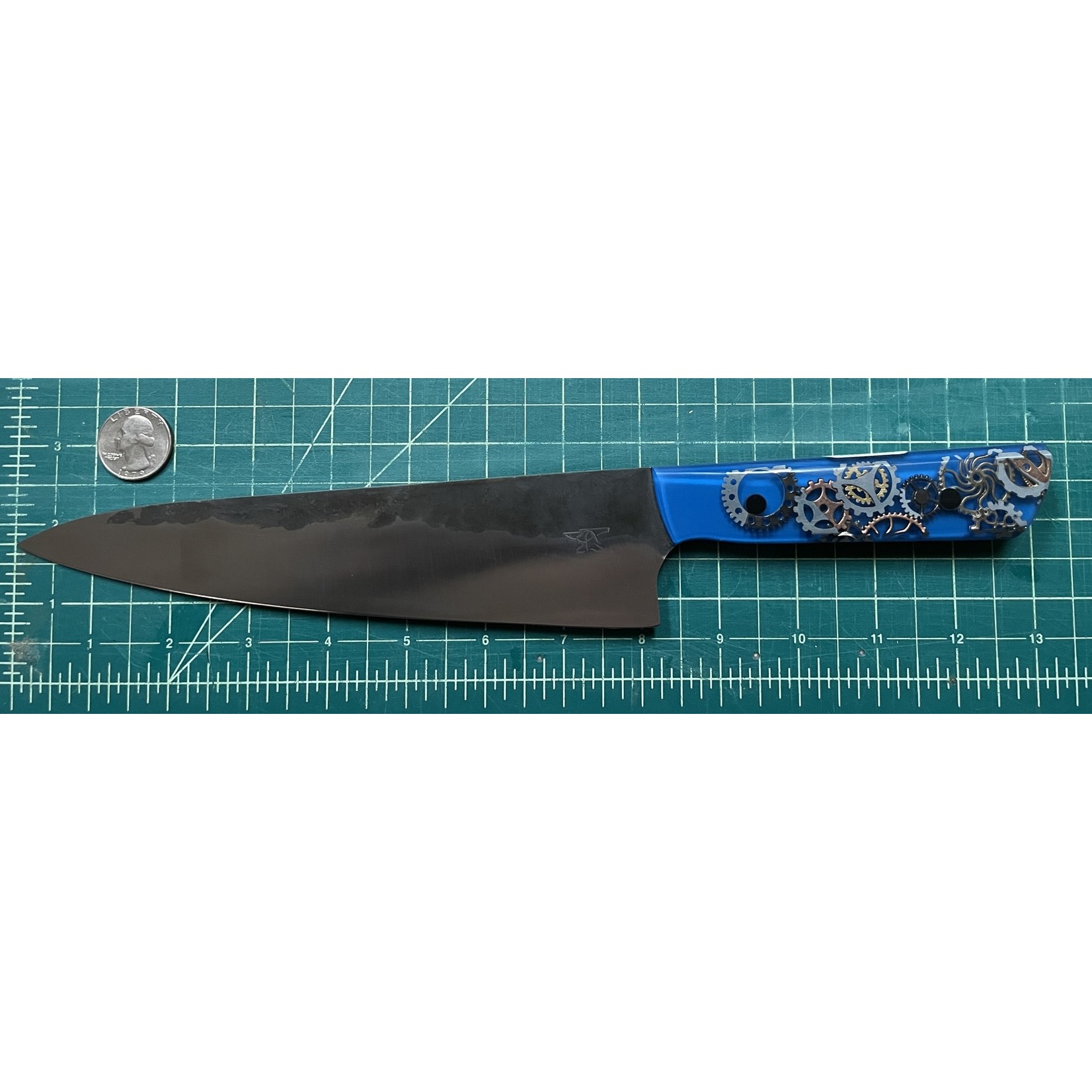 Cur Custom Blades Cur Custom AEBL Stainless & Geared Blue Resin Gyuto