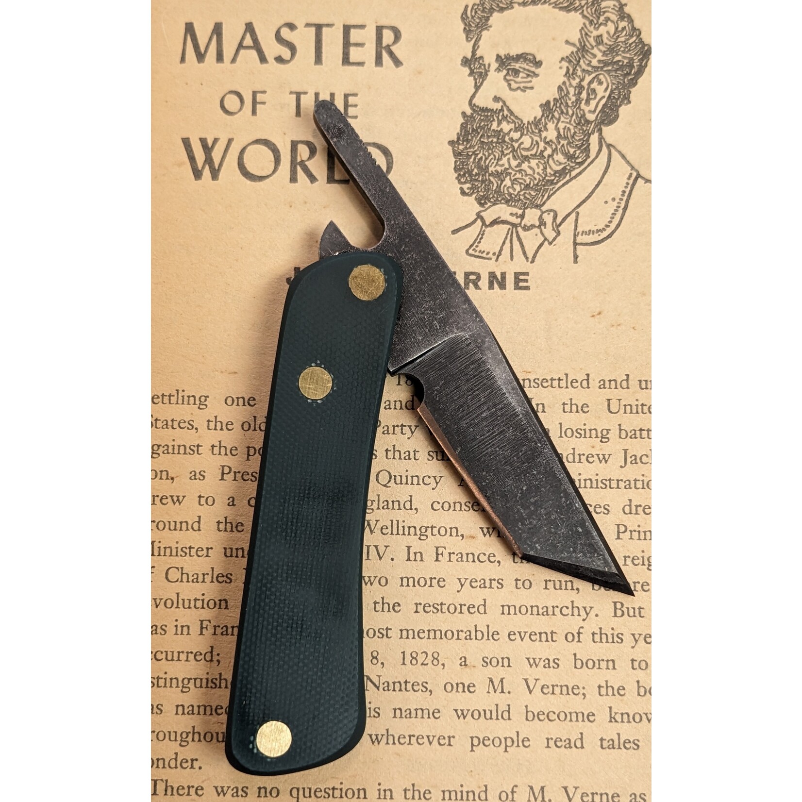 Zanutto Customs Zanutto Customs 1095 & Green Micarta Tanto Friction Folder