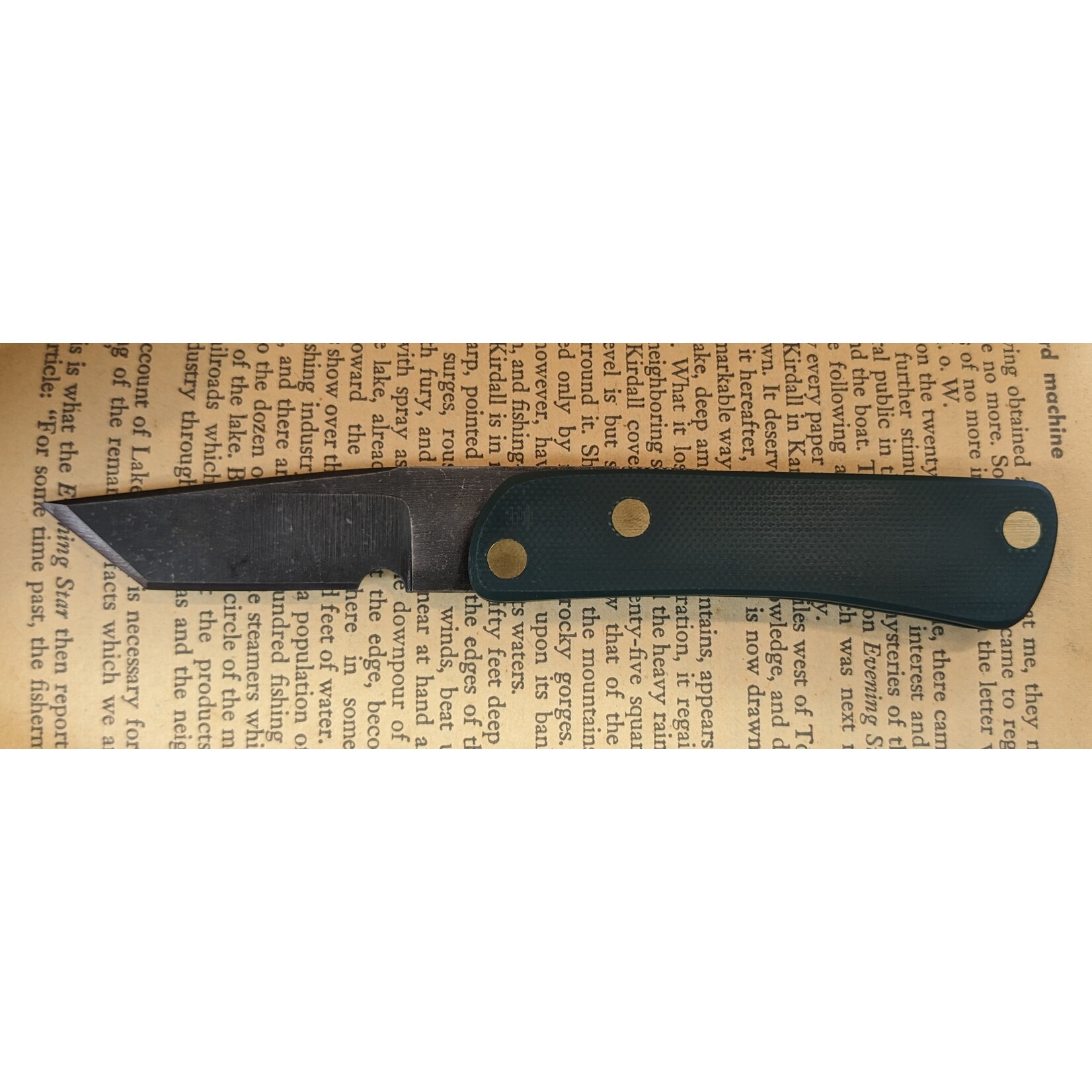 Zanutto Customs Zanutto Customs 1095 & Green Micarta Tanto Friction Folder