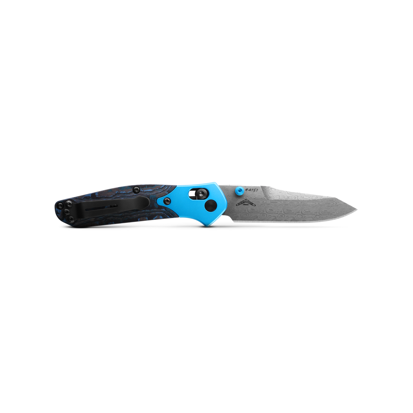Benchmade Discontinued - Benchmade 945-221 Damasteel & Arctic Storm Fatcarbon Mini Osborne Gold Class