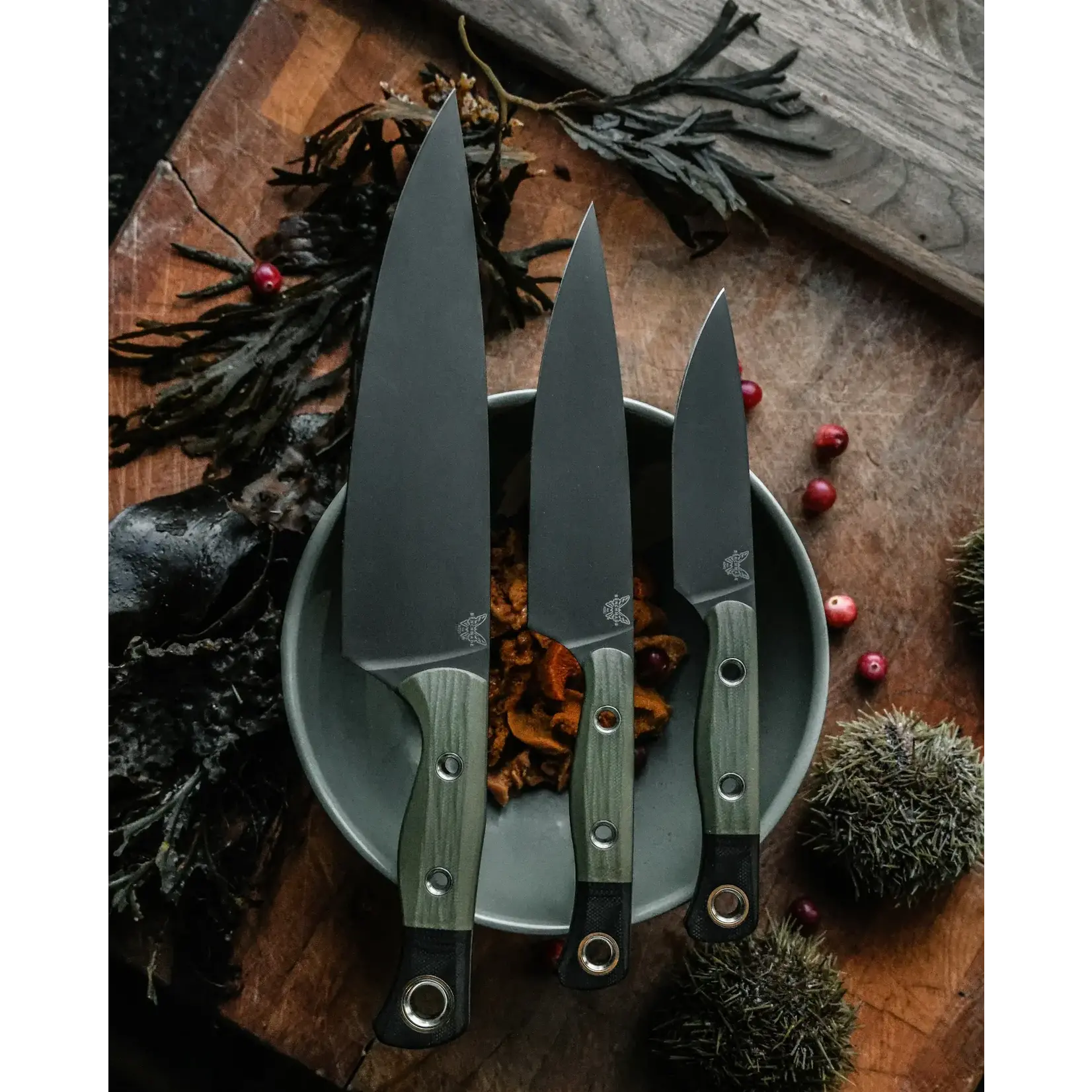 Benchmade Discontinued - Benchmade CPM154 & G10 Olive Green 3-Piece Kitchen Culinary Set