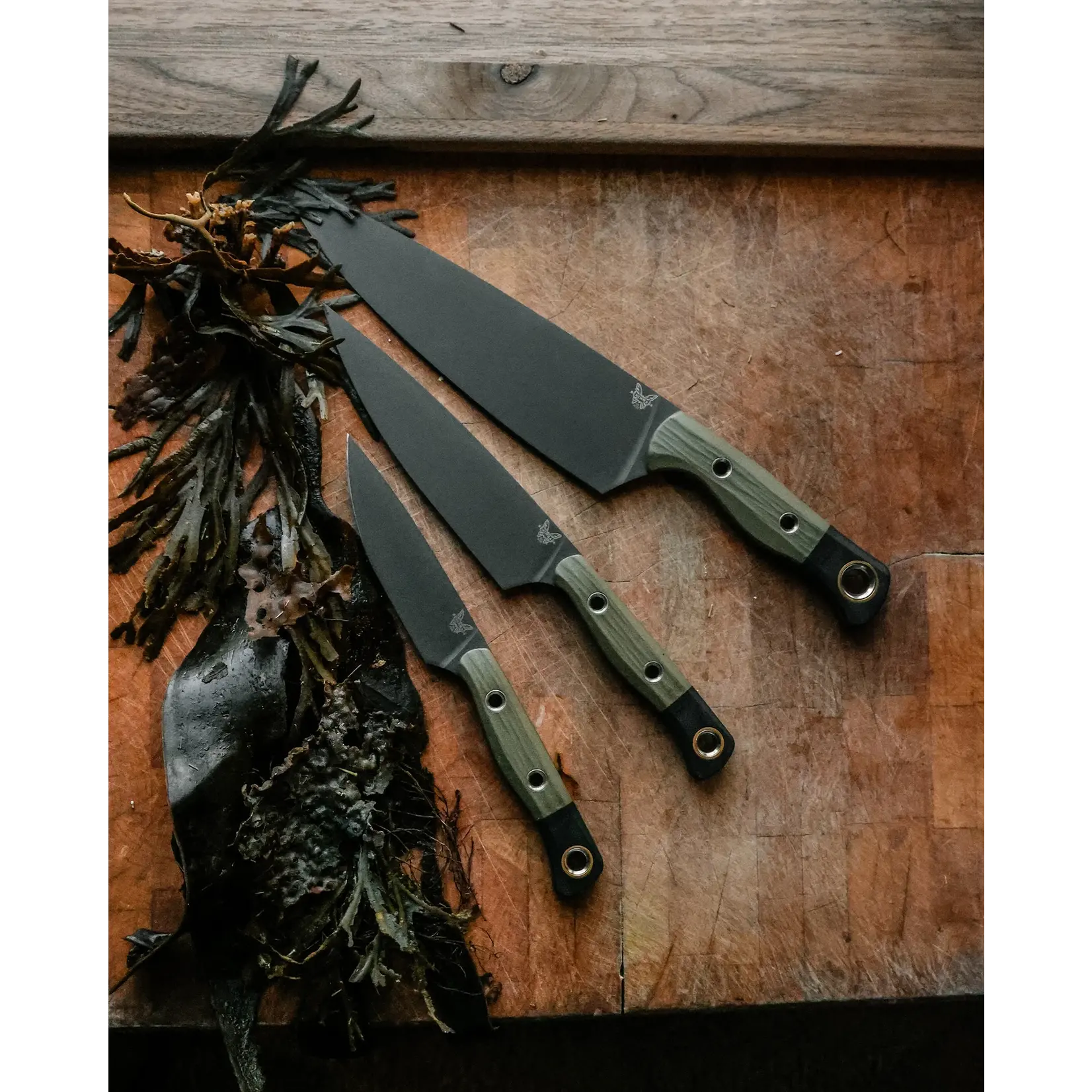 Benchmade Discontinued - Benchmade CPM154 & G10 Olive Green 3-Piece Kitchen Culinary Set