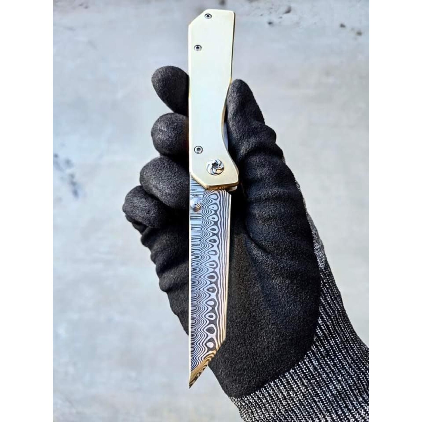 Zanutto Customs Sold Out - Zanutto Customs Damasteel & Brass + Titanium Tanto Framelock