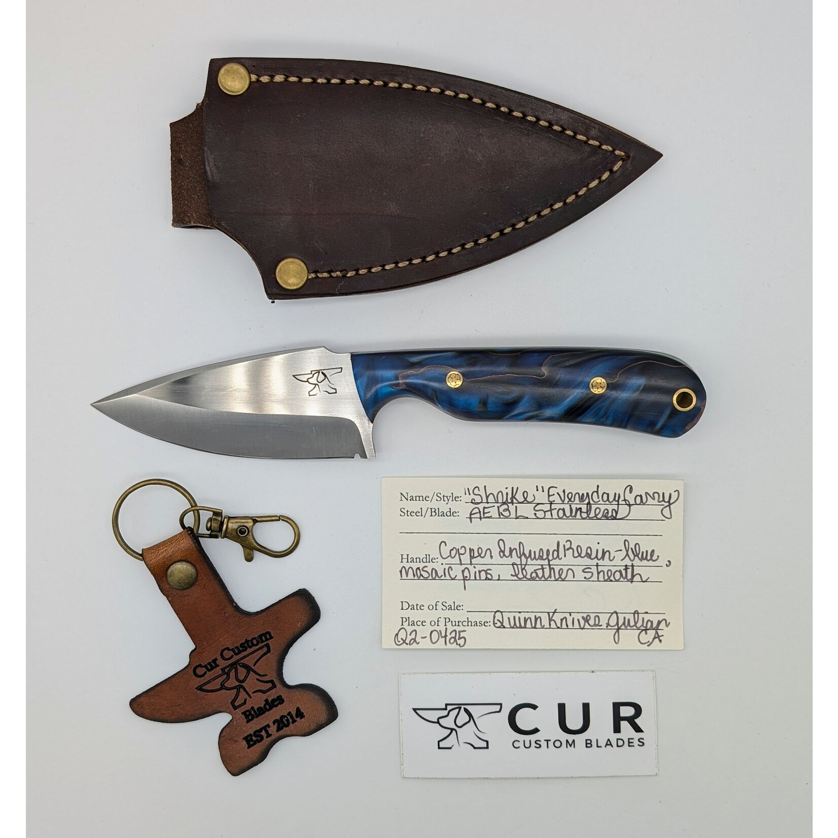 Cur Custom Blades Cur Custom CC331 AEBL Stainless & Copper Infused Blue Resin Shrike