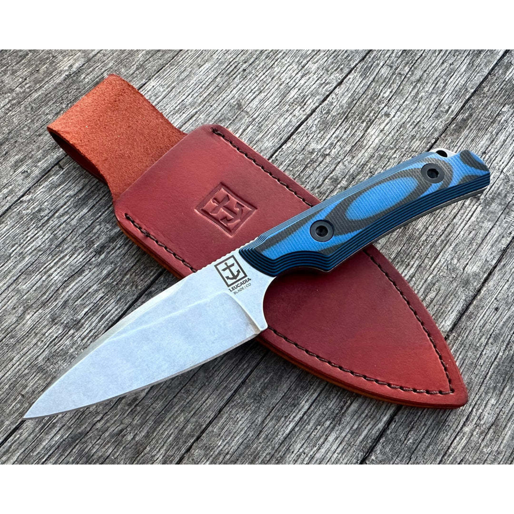 Leucadia Blade Co Leucadia Blade Co 35ONO-BLUE-LTHR AEBL & G10 Blue + Black Ono