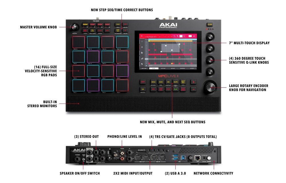 Akai MPC LIVE II Music Production System with Built-in Monitors