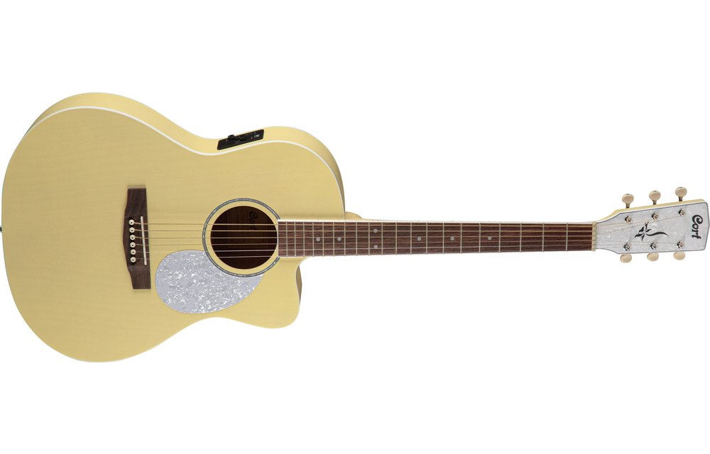Cort Jade Classic Acoustic Guitar, Pastel Yellow Open Pore
