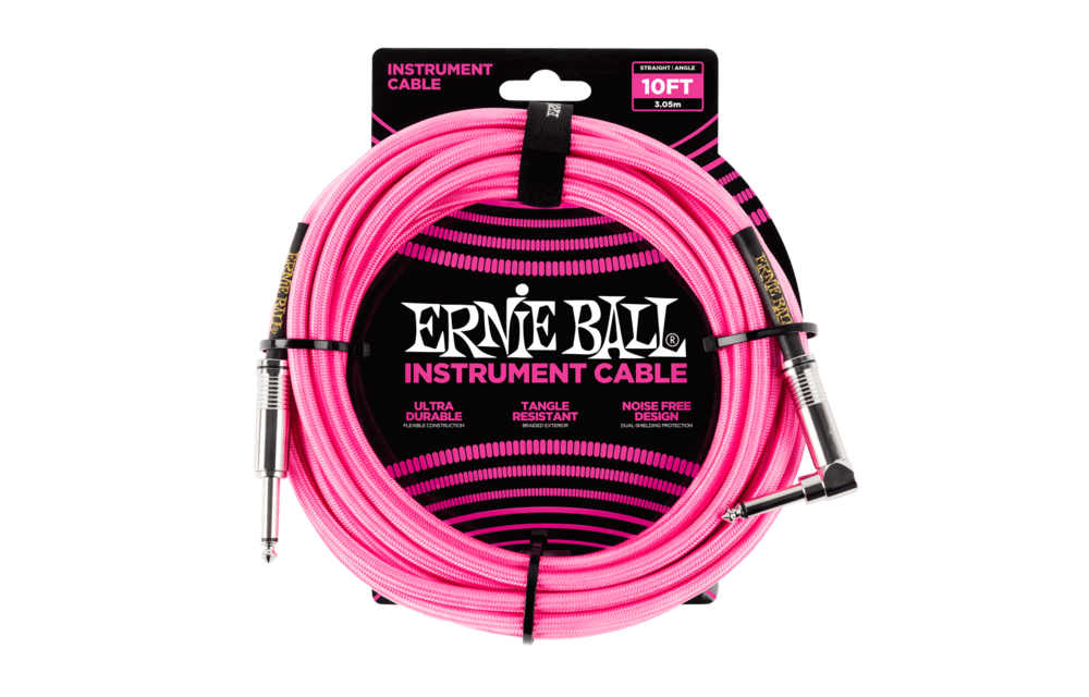 Ernie Ball Instrument Cable 10ft Neon Pink