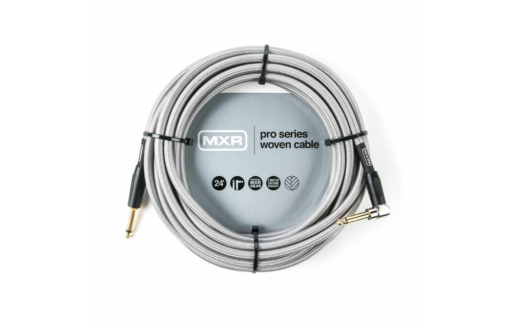 MXR Câble de guitare tissé 24 pieds angle droit