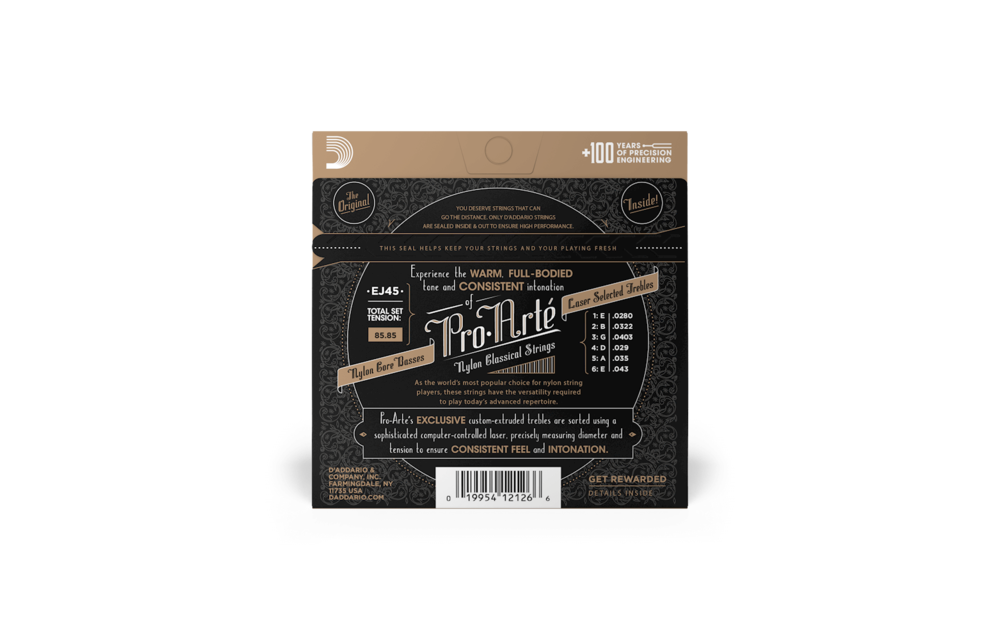 D'addario - Normal Tension Silver Plated Wrap, Nylon Core, Clear Nylon Trebles