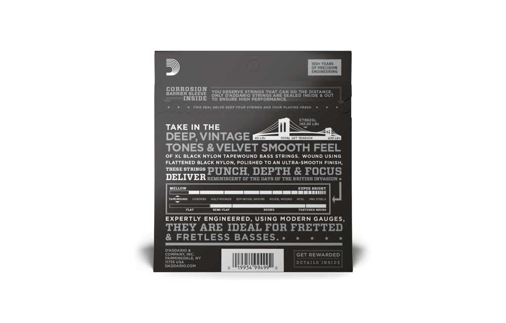 D'Addario - 45-105 Regular Light Top/Medium Bottom Super Long Scale Bass Strings