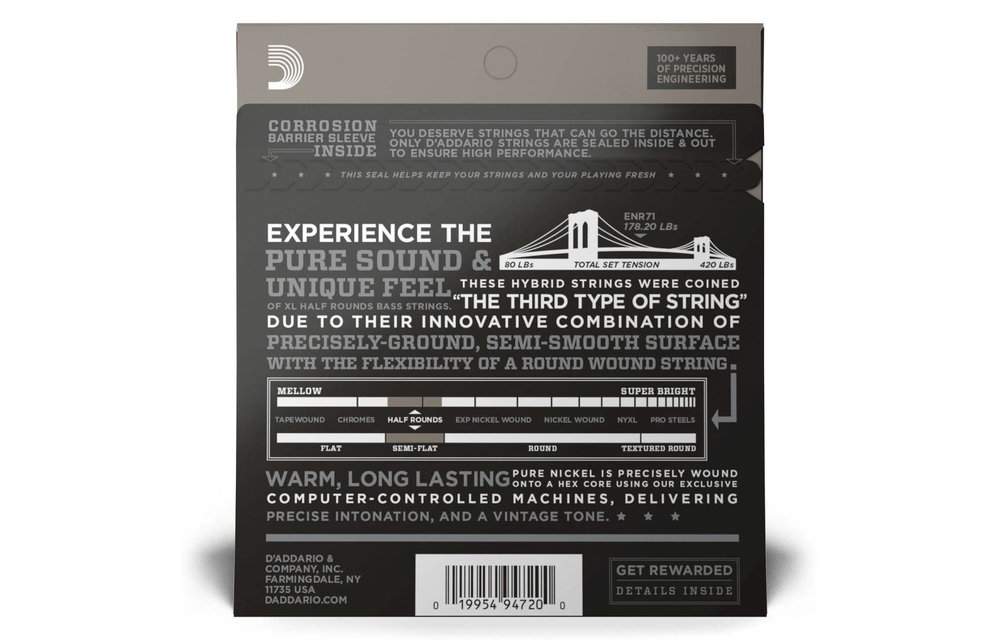 D'Addario strings Bass Elec Half Round 45-100