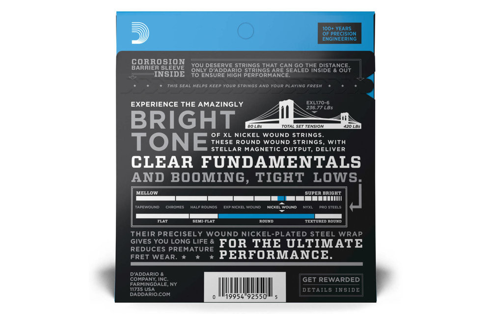 D'Addario EXL170-6 bass strings reg-light 6 strings 32-130