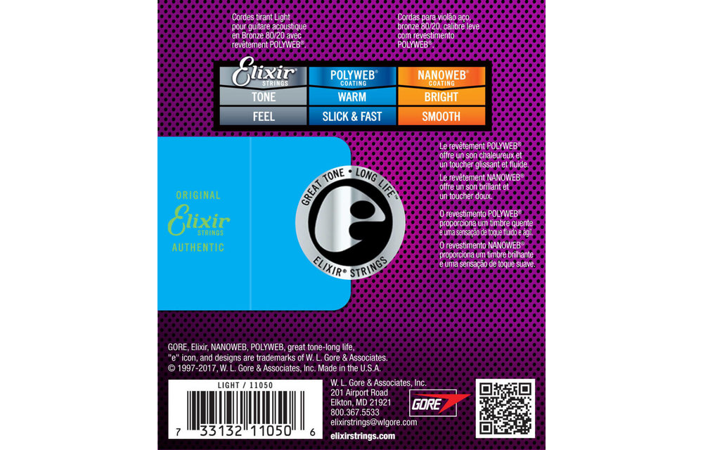 Elixir cordes acoust 80/20 Poly Med 13-56
