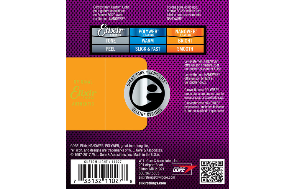 Elixir strings acoust 80/20 Nano Custom 11-52