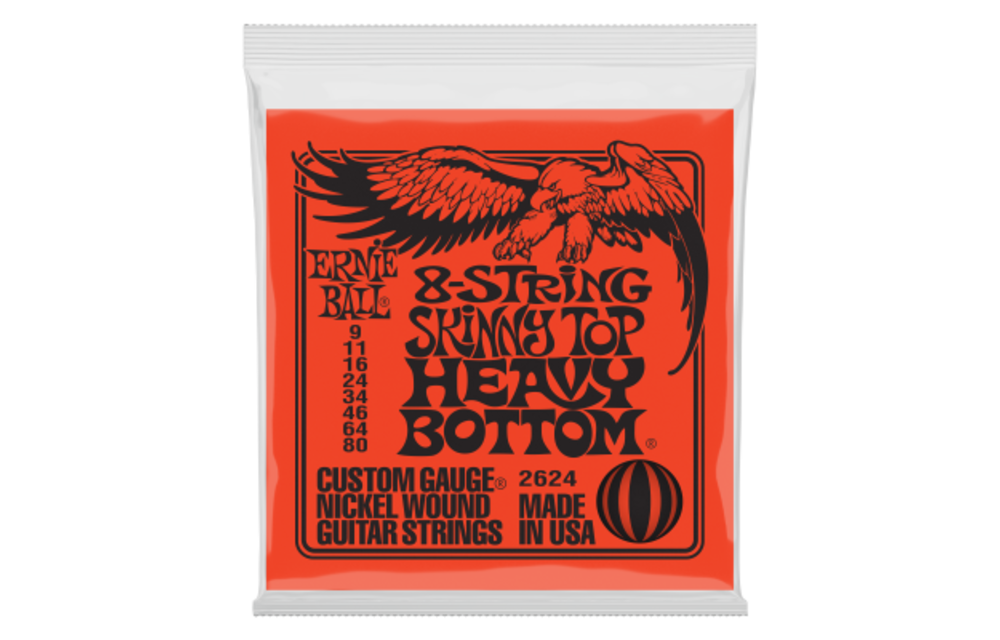 Ernie ball elect. 8 cordes skinny top heavy bottom 9-80