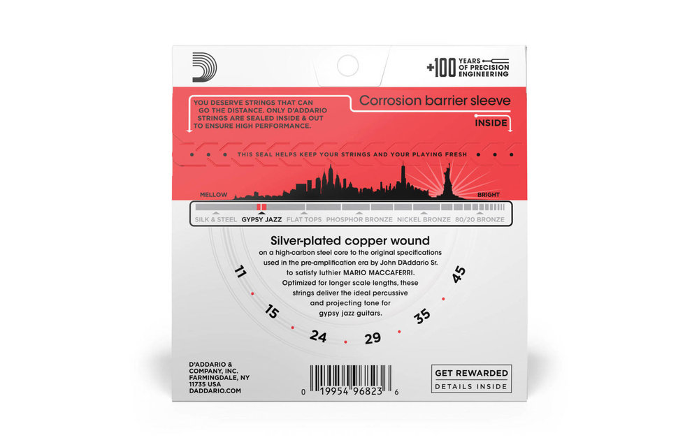 D'Addario Gypsy Jazz silverplated wound 11-45