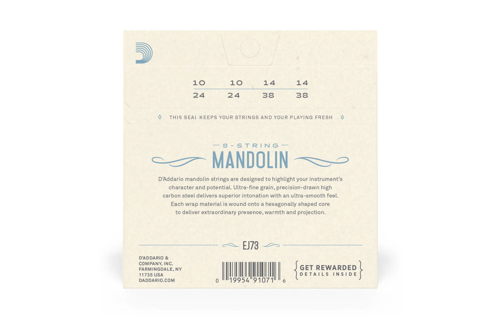 D'addario mandolin phosphore bronze 10-38