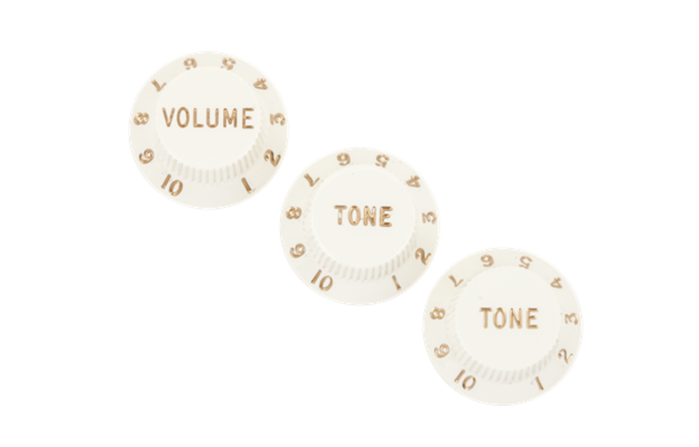 Fender - Stratocaster Knobs, Parchment (Volume, Tone, Tone) (3)