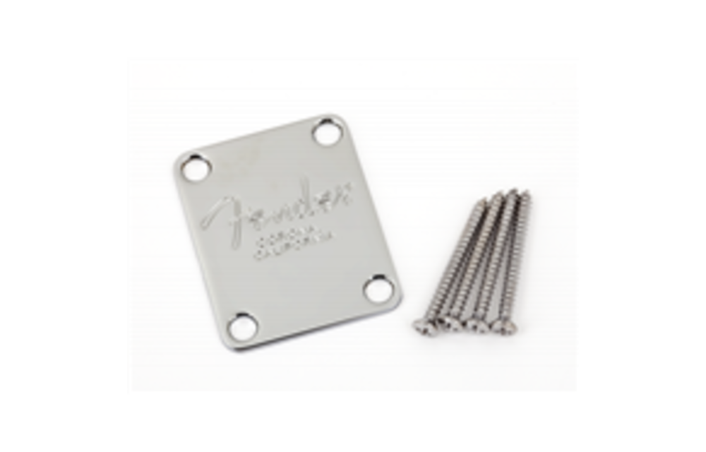 Fender - 4-Bolt American Series Bass Neck Plate with "Fender® Corona" Stamp (Chrome)