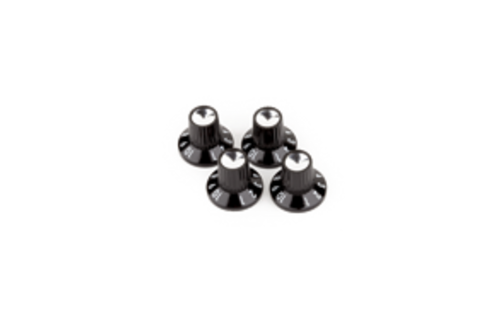 Fender - Black/Silver Skirted (1-10) Push-On Amplifier Knobs, Black (4)