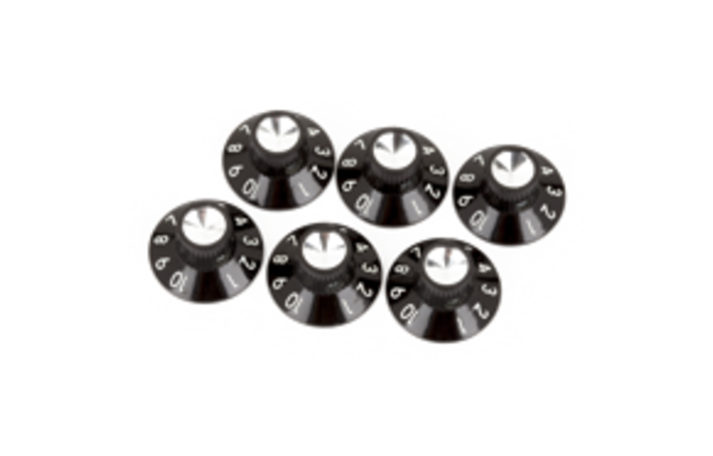 Fender - Pure Vintage Black/Silver Skirted Amplifier Knobs, (6)