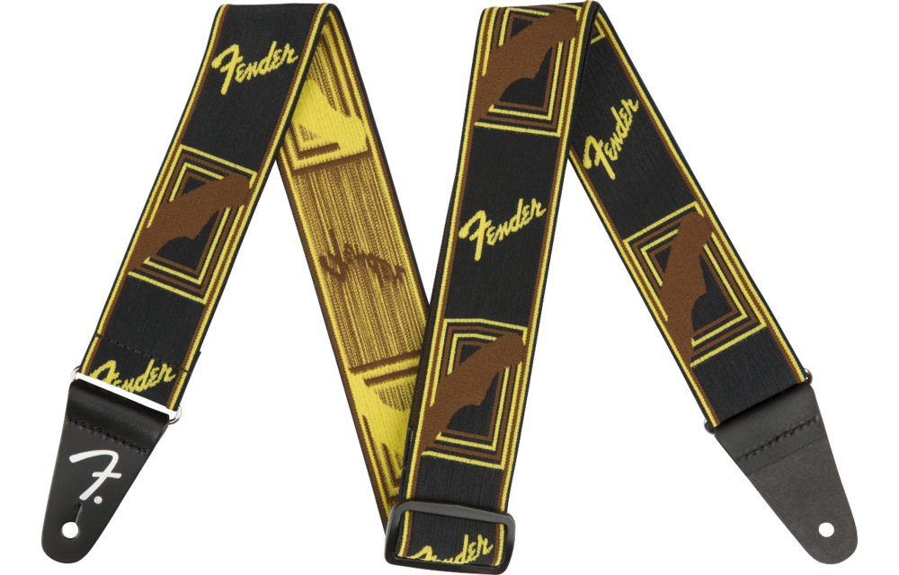Fender - Courroie De Guitare Jaune Monogrammée légère
