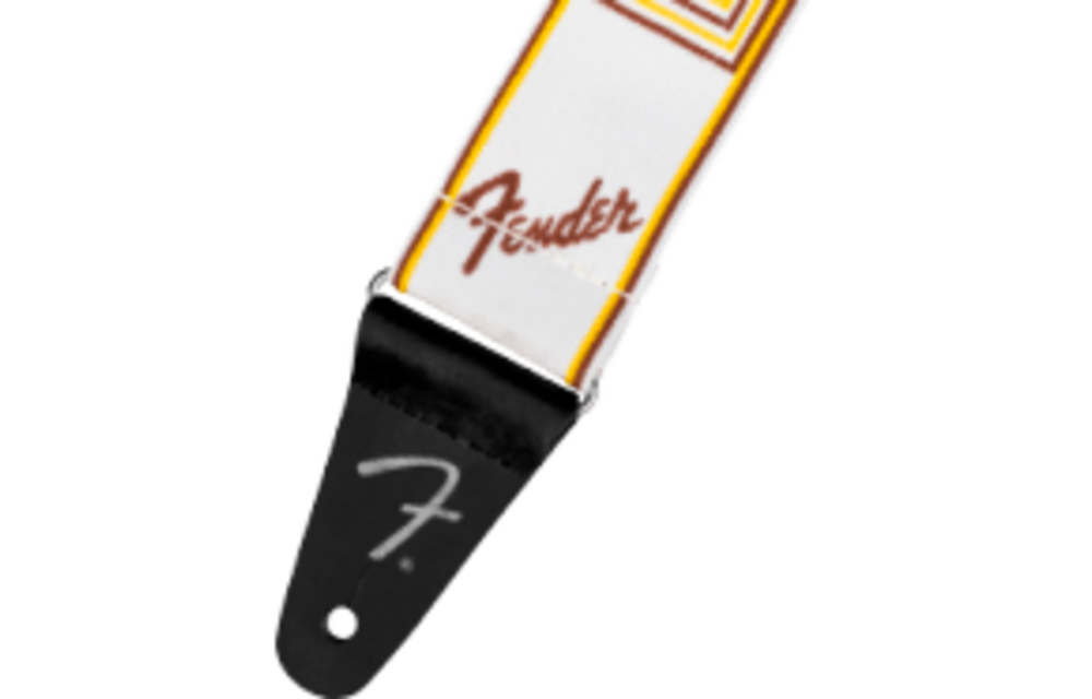 Fender - Courroie De Guitare Monogrammée Légère, Blanc, Jaune, Brun