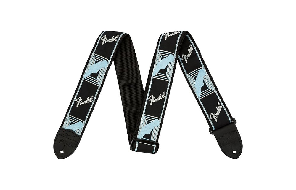 Fender - Courroie De Guitare Légère Monogramme Bleu, Gris, Noir