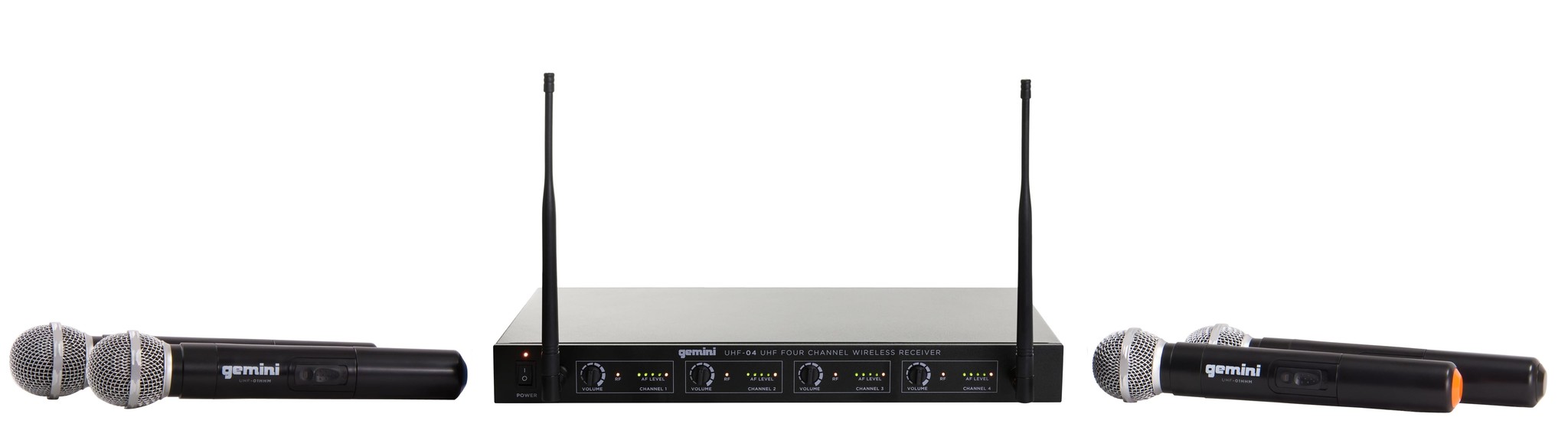 Gemini Four Channel Wireless Handheld Microphone System La Boîte