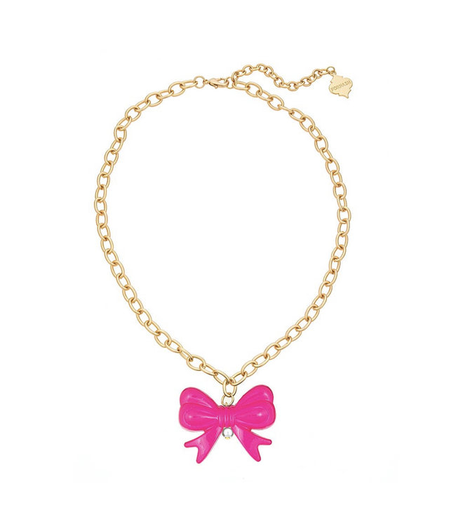 gold, pink bow