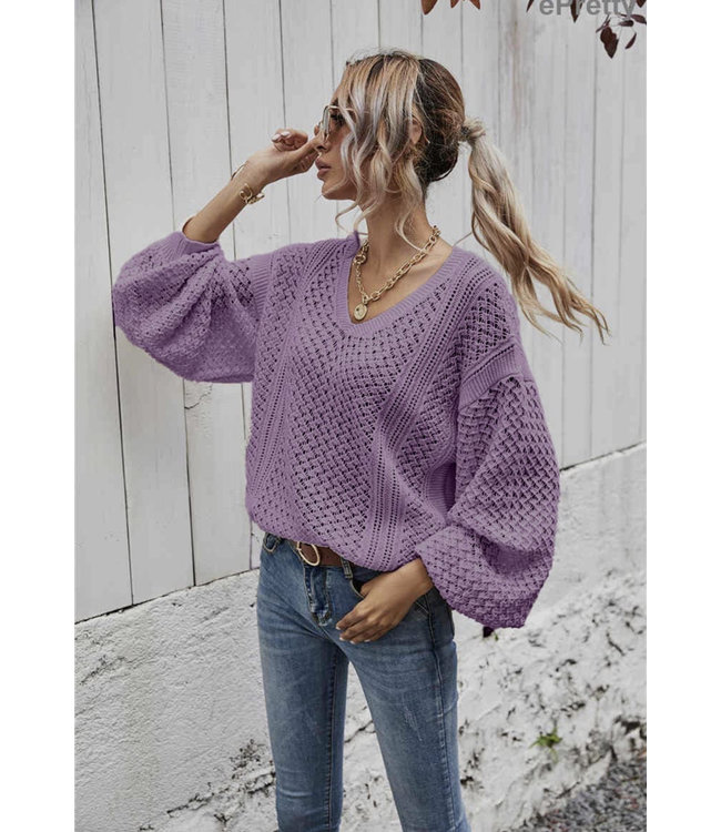 Lavender V Neck Sweater