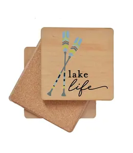Driftless Studios Lake Life Paddles Wood Coaster