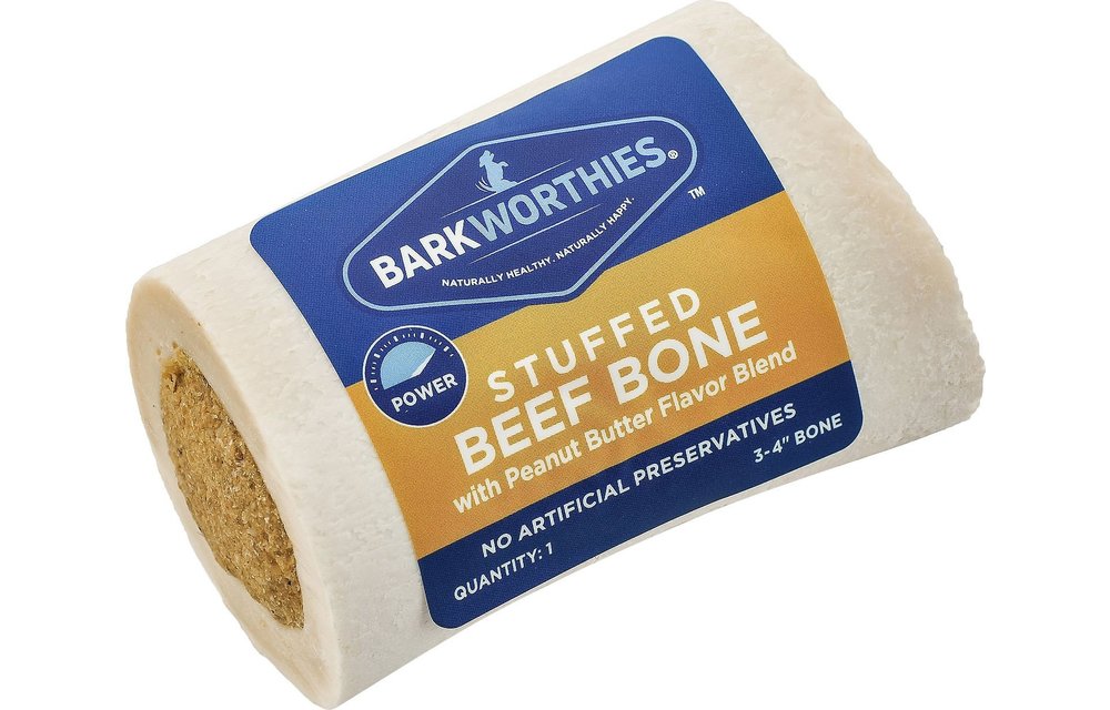 Barkworthies Stuffed Shin Bone Peanut Butter