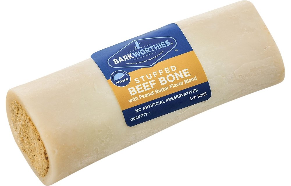 Barkworthies Stuffed Shin Bone Peanut Butter