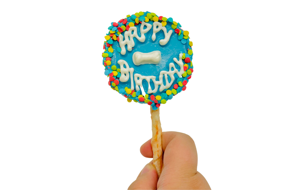 Lucky Dog Blue Happy Birthday Pop