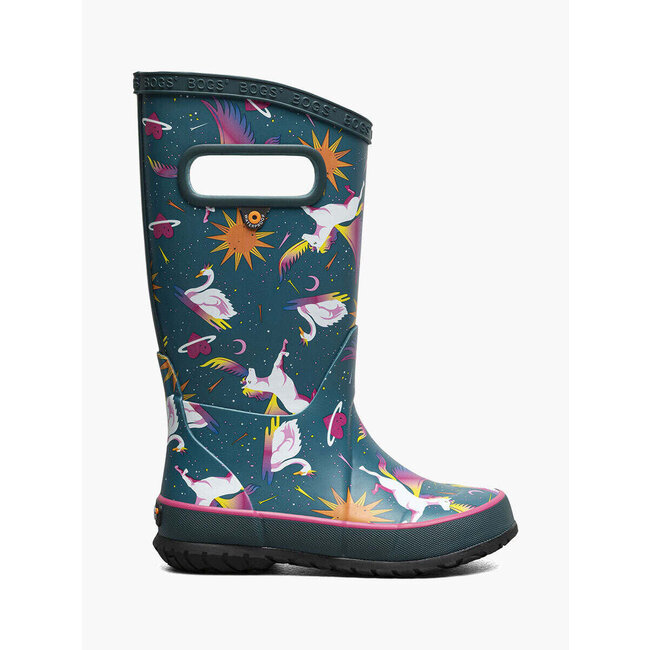 Bogs Kids Rainboots Unicorn Swan Teal Multi