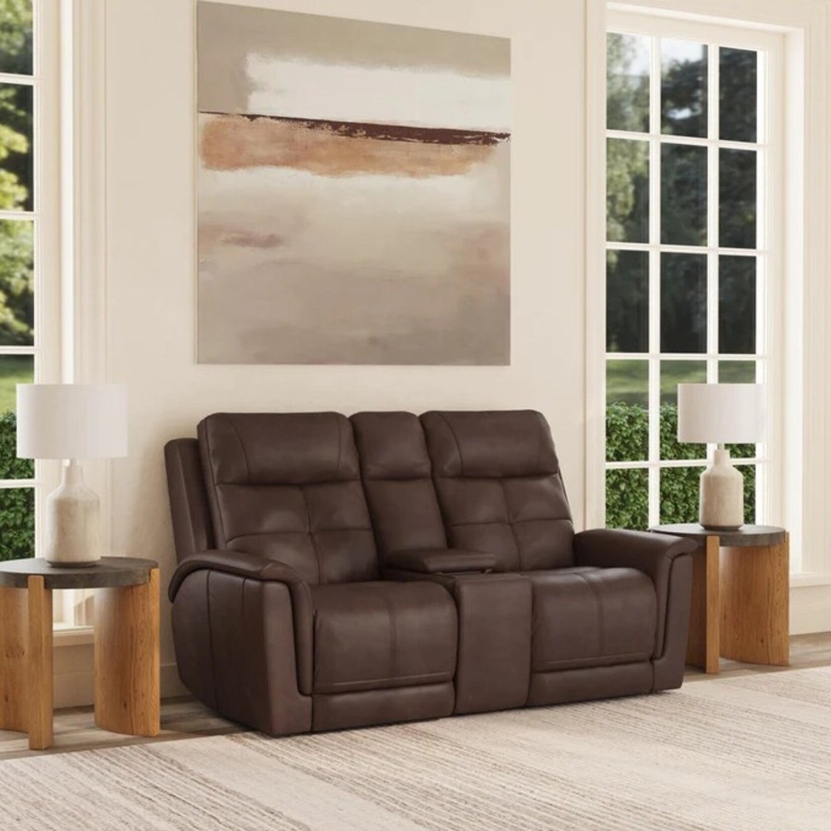 Flexsteel Ranger Leather Reclining Loveseat with Triple Power, Heat & Massage in 439-70