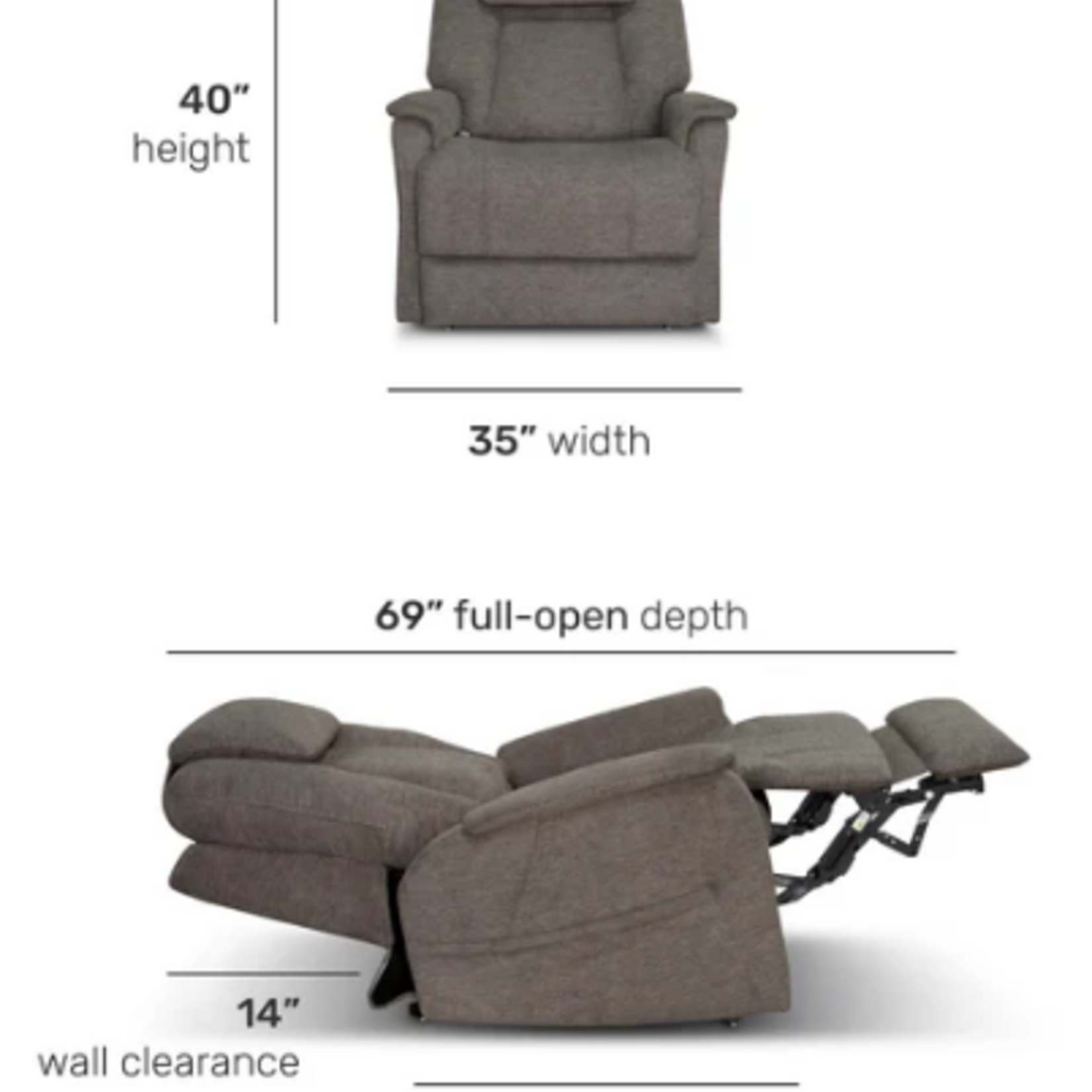 Flexsteel Zecliner Model 3+ Petite Fabric Triple Power Lift Recliner w/ Heat, Massage in 358-11